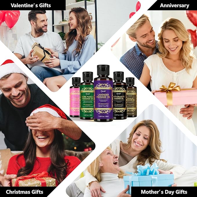 Pjordo 5 Pack Massage Oil for Massage Therapy, Sore Muscle, Syringa & Anti - Image 2