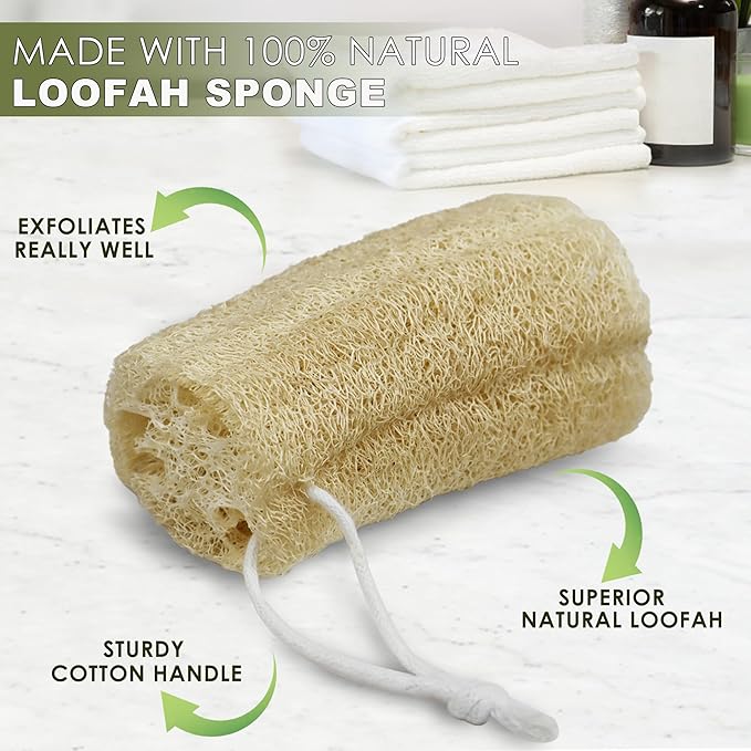 6 Pack Natural Loofah Exfoliating Body Scrubber, 5 Inches Organic Luffa Bath - Image 2