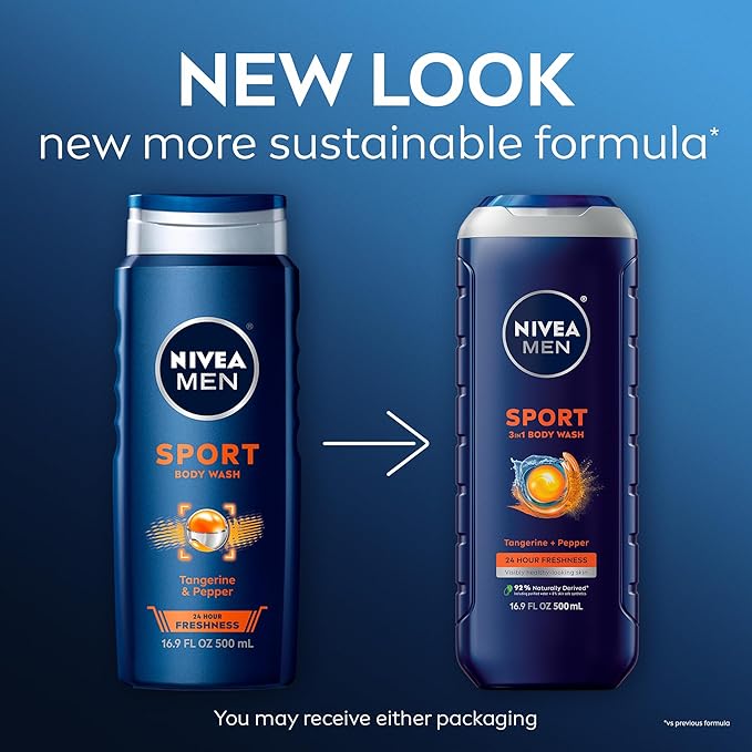 NIVEA Men Sport Body Wash with Revitalizing Minerals, Tangerine and Pepper Scent - Image 2