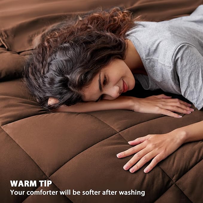 Love's cabin California King Comforter Set Brown, 7 Pieces California King Bed - Image 4