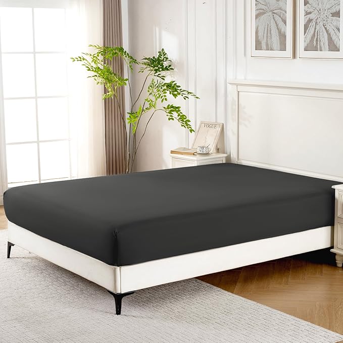 ROSE&RISY Black Queen Fitted Sheet, Soft and Breathable - Image 2