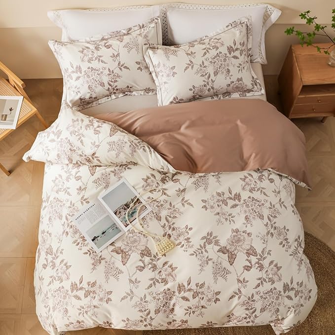 Duvet Cover Set King Size Floral Pattern 600 Thread Count Ultra Soft 100% Long - Image 3