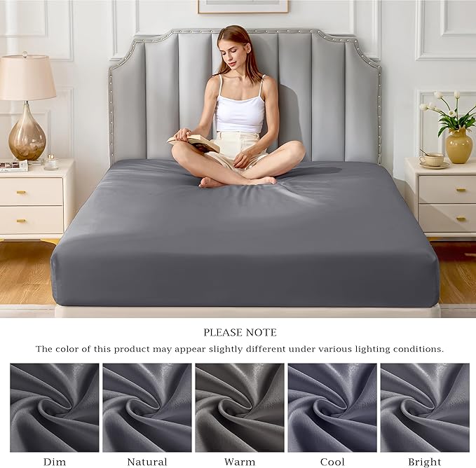 FreshCulture Pure Cotton Fitted Sheets Twin XL Size, 300 Thread Count Percale - Image 7