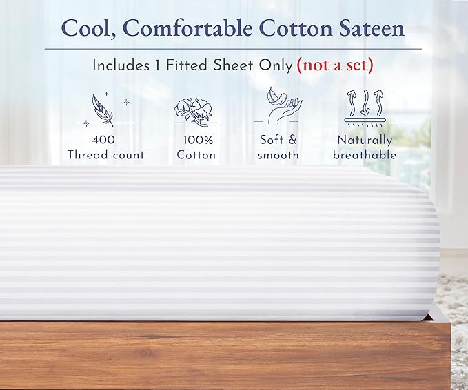 California Design Den Natural 100% Cotton Fitted Sheet Full Size Only - Image 5
