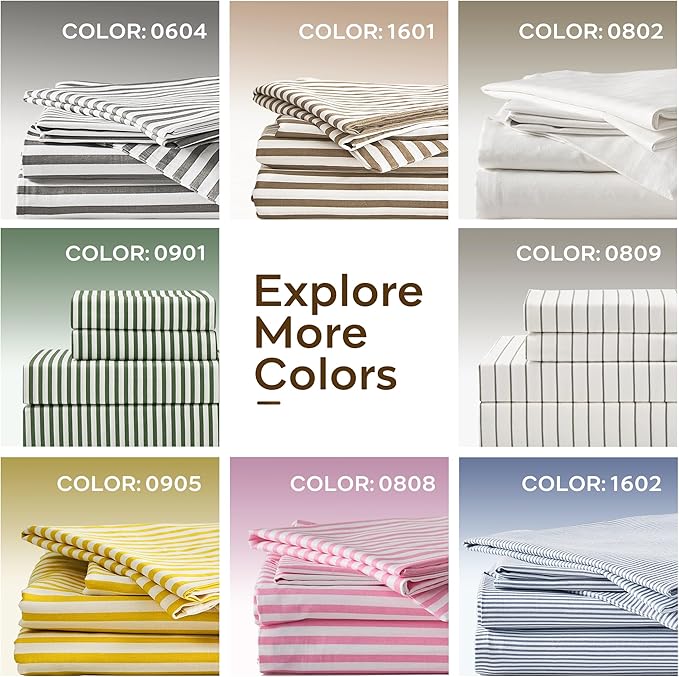 JELLYMONI 100% Natural Cotton 3pcs Striped Duvet Cover Sets, - Image 7