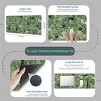 Green Mousepad Desk Mat Cute Anime Black Cat Kawaii Mouse Pad Gaming XL Large Extended Sage Leaves Desk Matt for Desktop, Computer Keyboard Mouse Mat for Women Office Decor Accessories 31.5x11.8 in