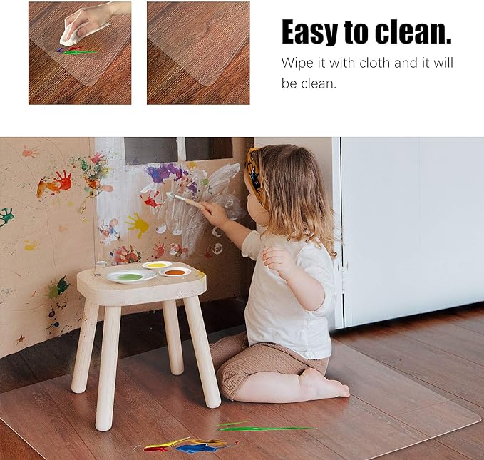 Kuyal Clear Chair mat for Hard Floors 36 x 48 inches Transparent Floor Mats Wood/Tile Protection Mat for Office & Home (36" X 48" Rectangle)
