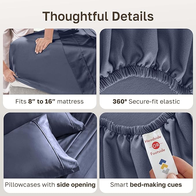 California Design Den Soft 100% Cotton Queen Size Bed Sheets Set, 400 TC Good - Image 6