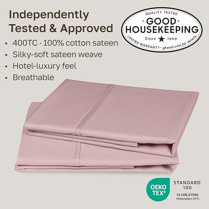 California Design Den Pillow Cases King Size Set of 2-400 Thread Count Sateen - Image 2