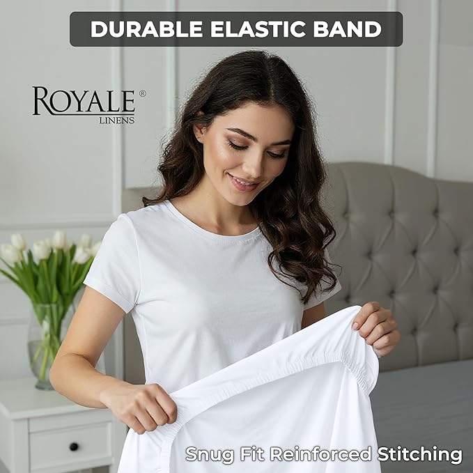 Royale Linens 100% Organic Cotton 2 Pack Fitted Sheet-Percale Weave-Super Soft - Image 5