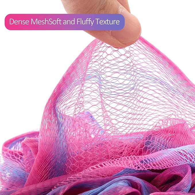 BTYMS 4 Pieces 75g/pc Shower Loofahs Large Bath Sponge Mesh Pouf Wash Puff - Image 2