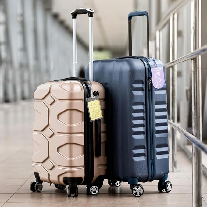 Juvale Self-Laminating Luggage Tags for Suitcases - 4.1 x 2.6 in Clear, Pack of 30 - Bulk Bag Tags with EVA Loops & DIY Paper Inserts - Business Card Luggage Tag