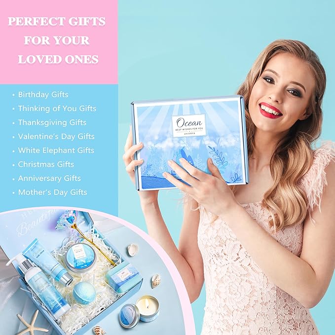 Gifts for Women, Ocean Scented Spa Gift for Women Birthday 7 Luxury Self Care - Image 7