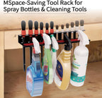 Wall Mount Brush & Spray Bottle Holder Combo Rack for Garage, Detailing Organizer with Mounting Hardware - Holds 12 Brushes & Hanging Rail for Bottles