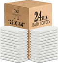 CH White Bath Towels Bulk Pack of 24 – Pure Cotton Lightweight & Absorbent by CorporateHills
