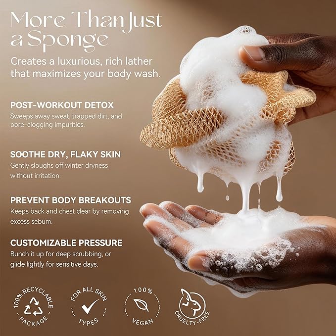 CORATED African Net Sponge Authentic, Shower Loofah Exfoliating Bath Net Sponge - Image 3