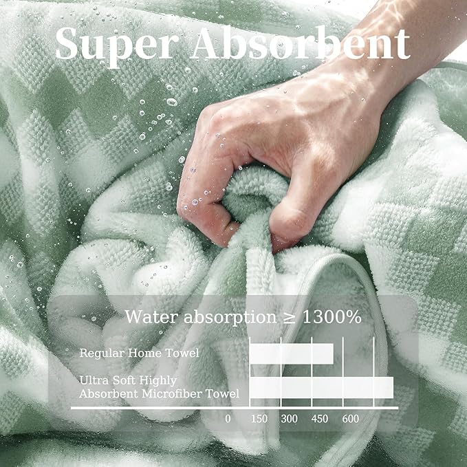 8 Piece Bathroom Towel Set Green |2 Oversized Large Bath Towels Sheet, 2 Hand - Image 7