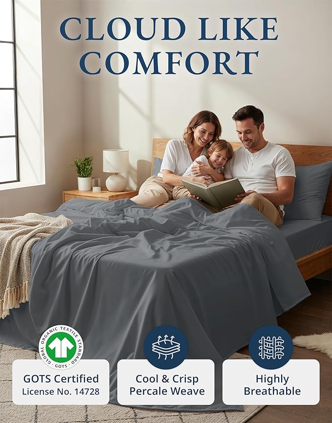 LANE LINEN 100% Organic Cotton California King Sheets Set, Fully Elasticized - Image 2