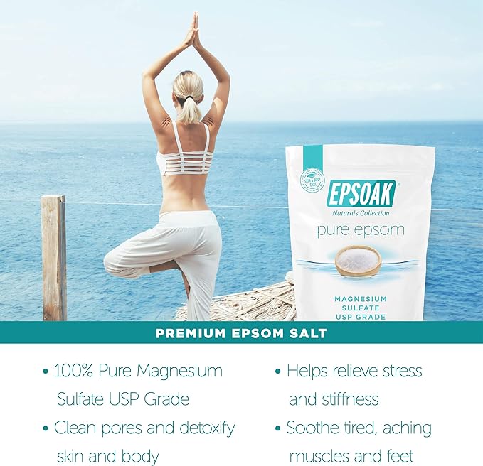 Epsoak Epsom Salt 19 lb. Magnesium Sulfate USP. Resealable Epsom Salt Bag - Image 3