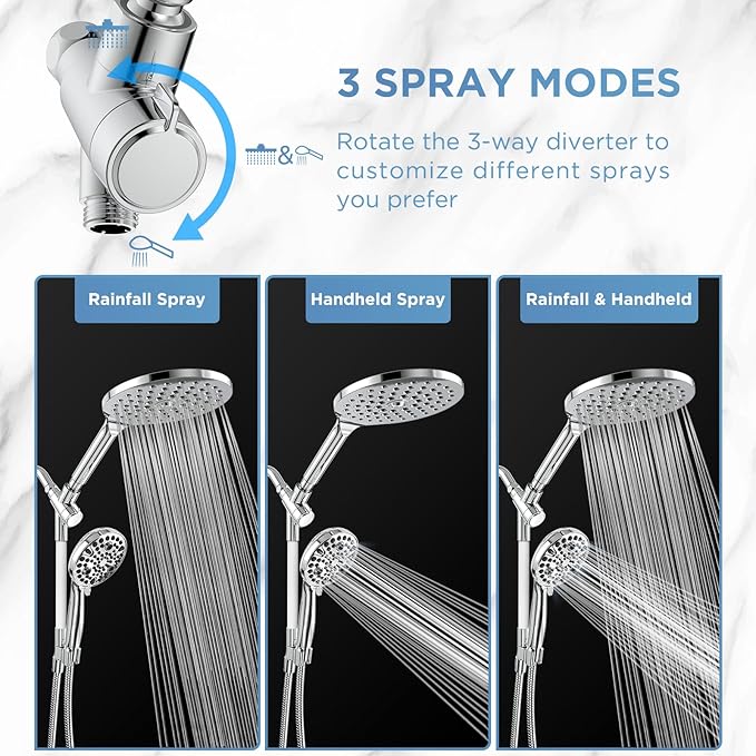 MakeFit Dual Handheld Shower Head Combo, 2-in-1 Rain Shower Heads System 8 Inch - Image 5