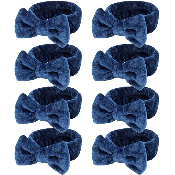 Ondder Spa Headband for Washing Face 8 Pack Navy Blue Skincare Headbands for by Ondder