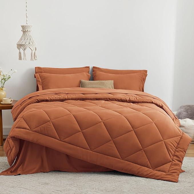 Love's cabin California King Comforter Set Terracotta, 7 Pieces California King - Image 2