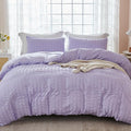 AveLom Lavender Purple Seersucker Duvet Cover Set King, 3 Pieces, Ultra Soft by AveLom