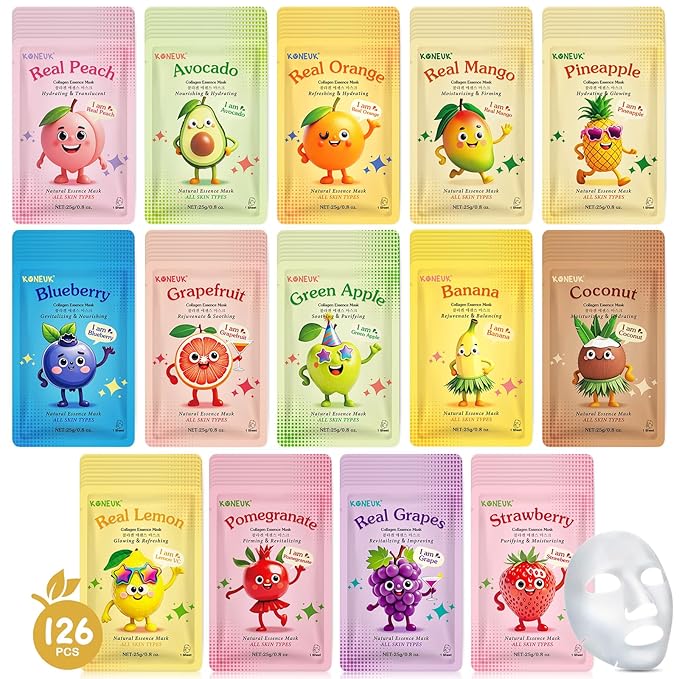 KONEUK 126 Pack Sheet Hydrating Face Masks Skincare by KONEUK