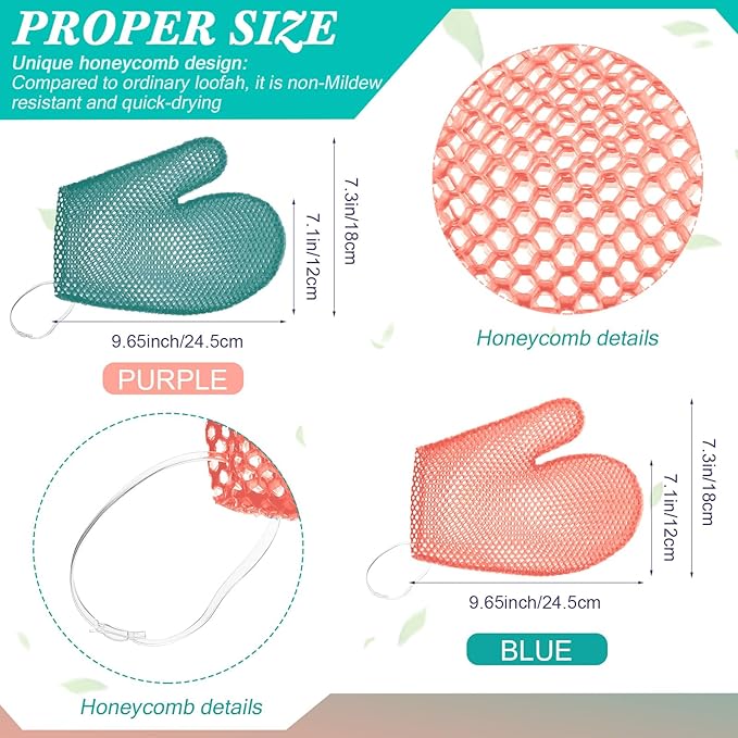 Karenhi 2 Pcs Honeycomb Exfoliating Glove Bath Mitt Body Spa Scrubber, - Image 2