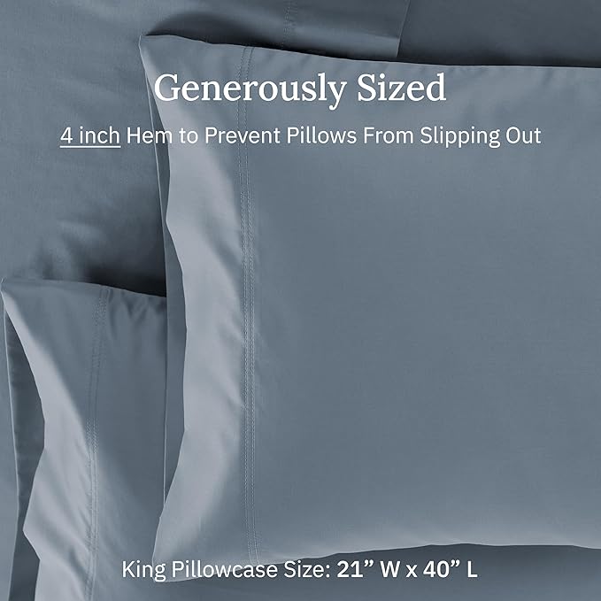 Luxuriously Soft Premium 600 Thread Count, 100% Cotton Set of 2 Cases, Crisp - Image 5