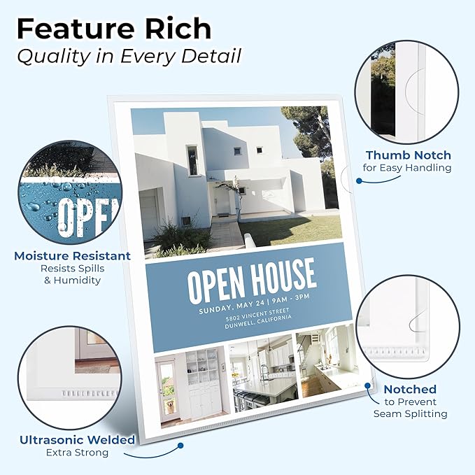 Dunwell Clear Folders for Documents, Plastic 8.5x11 File Sleeves for Document Protection, Filing, Storage, Organization (12 Pack) Transparent Folders with Pockets, Durable Letter Size Document Holder