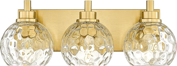 Bathroom Light Fixtures Over Mirror, 3-Light Brushed Gold Vanity Light by Metwet