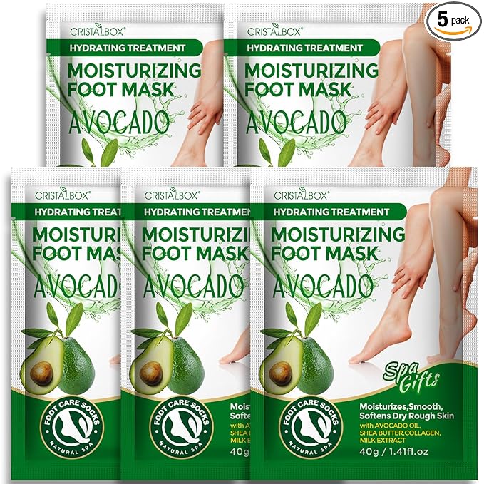 5 Pack Moisturizing Foot Mask, Hydrating Foot Masks by CRISTALBOX