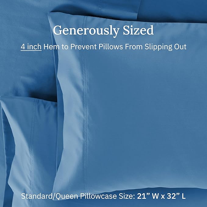 Pillow Cases Queen/Standard Set of 2-600 Thread Count Sateen, Natural 100% - Image 5