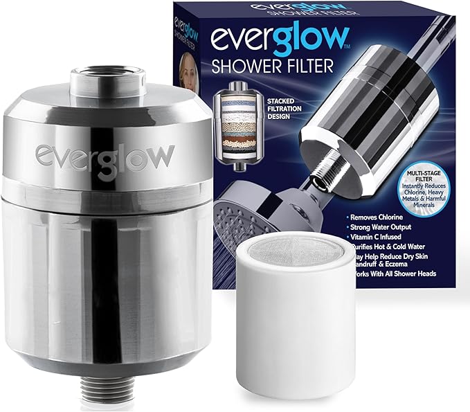 EVERGLOW High-Output Shower Filter, Dry Skin, Heavy Metals and Vitamin C Infused by Unknown