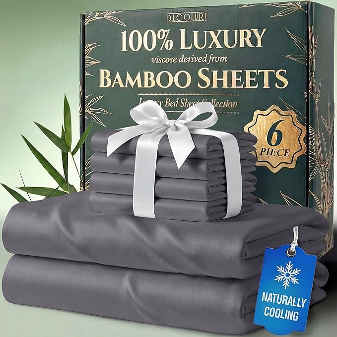DECOLURE 100% Viscose Derived from Bamboo Sheets Queen Size by DECOLURE