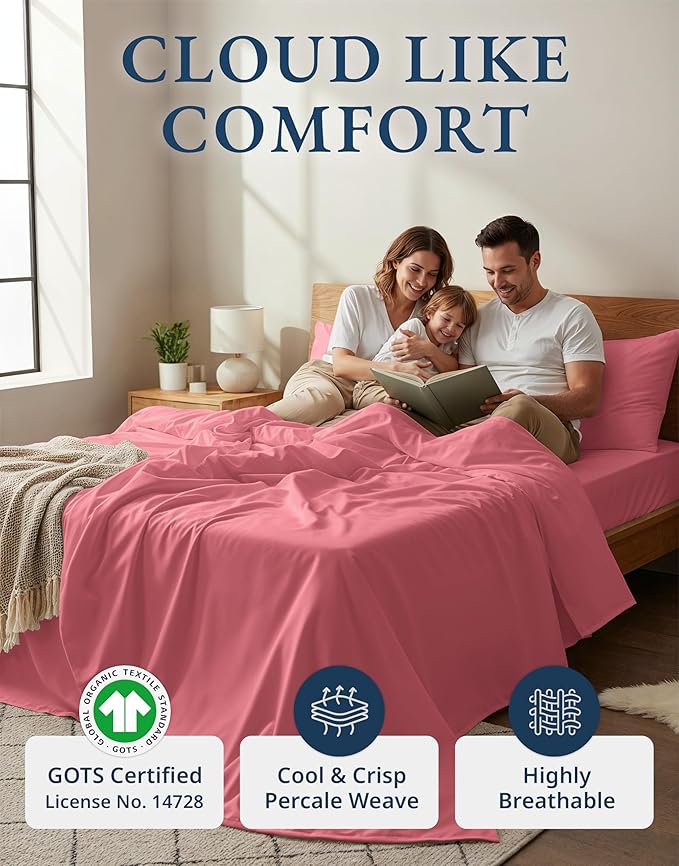 LANE LINEN 100% Organic Cotton Bedsheets King Size Bed, Soft & Comfy Luxury - Image 2