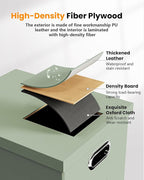 Oterri File Organizer Box,Filing Box with Lid,File Box for Letter/Legal File Folder Storage, Portable Hanging File Box for Office/Decor/Home,1 Pack, Grey-green(Leather),Box only, AM03118