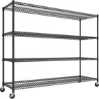 REIBII 60''W Storage Shelves 2399LBS Wire Shelving with Wheels Garage Shelving Heavy Duty Metal Shelves for Storage Rack Adjustable Shelf for Commercial Garage Kitchen, 60" W x 18" D x 65.5" H