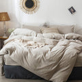 MooMee Bedding Duvet Cover Set 100% Washed Cotton Linen Like Textured by MOOMEE
