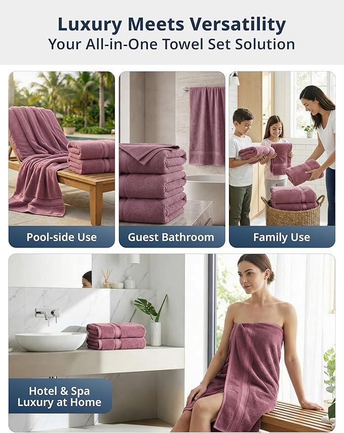 LANE LINEN 100% Cotton Large Bath Towels Set of 4 - Image 8