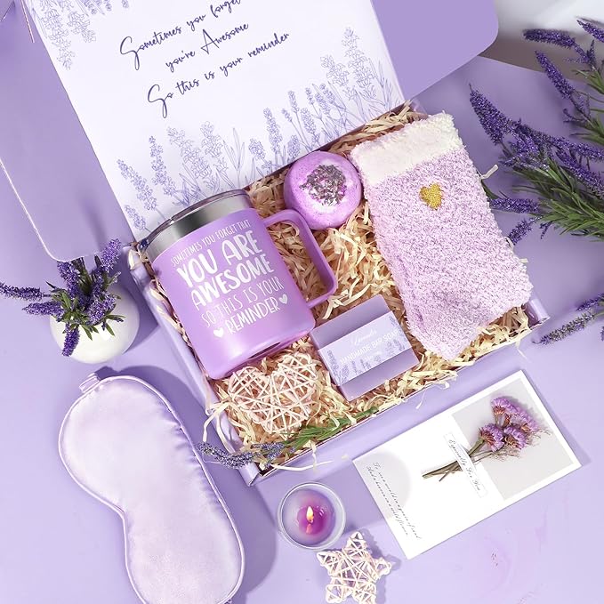 Mothers Day Gifts for Mom, Birthday Gifts for Women Lavender Spa Gift Basket - Image 3