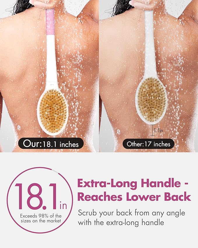 Back Scrubber Body Shower Brush: Anti Slip Long Handle Bath Brush - Image 2