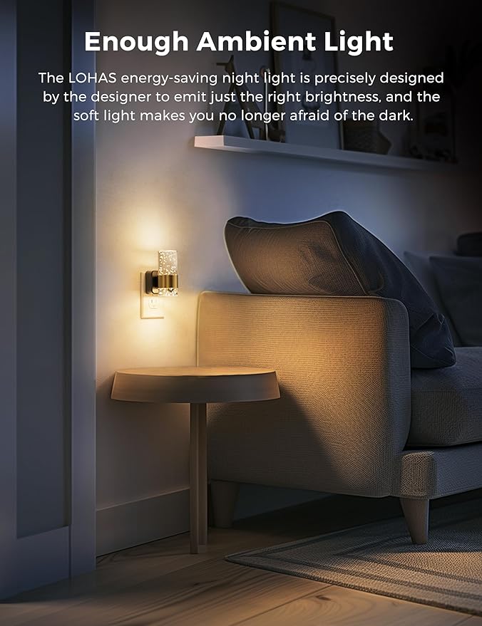 L LOHAS LED Night Light, Dimmable Night Lights Plug into Wall, 2 Pack Acrylic - Image 2