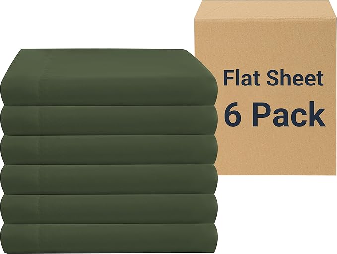 ZPECC Queen Flat Sheet Only 6 Pack, Durable Olive Green Top Bed Sheets by ZPECC-ABrandThatHasBeenFocusedOnBabyProductsFor18Years