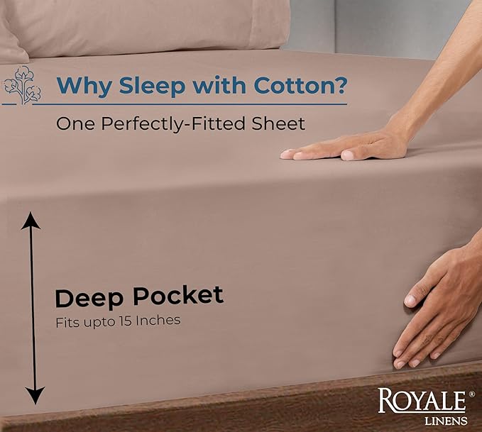 Royale Linens 100% Organic Cotton Fitted Sheet - Image 2