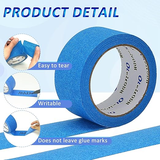 Oleitodh 22 Rolls Blue Painters Tape Bulk 2 inch x 55 Yards, Painters Masking Tape No Residue Wall Painting Tape Artist Tape Trim Edge Finishing Tape for Wall Painting Decoration DIY Supplies