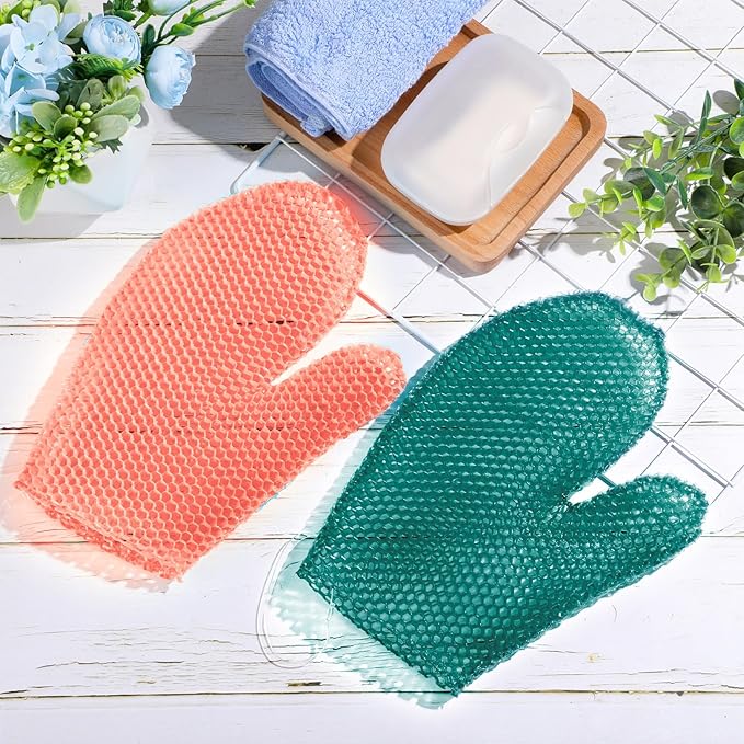 Karenhi 2 Pcs Honeycomb Exfoliating Glove Bath Mitt Body Spa Scrubber, - Image 6
