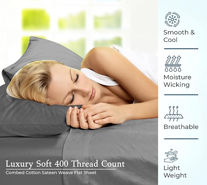 400 Thread Count 100% American Grown Cotton Flat Sheet - Image 5