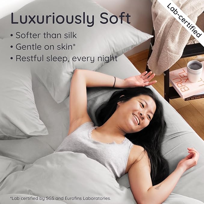 Bambaw 100% Viscose Derived from Bamboo Fitted Sheet Twin Size, Cooling Fitted - Image 4